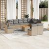 vidaXL Set Divani da Giardino 11 pz con Cuscini Beige in Polyrattan