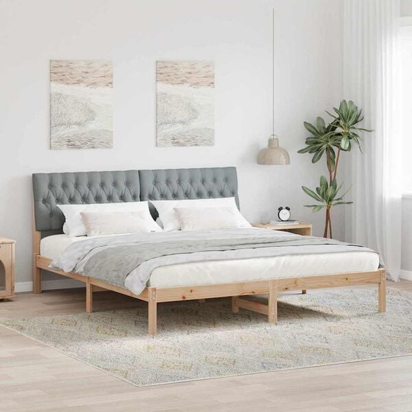 vidaXL Letto con Testiera Rivestita con testiera Marrone 180 x 200 cm