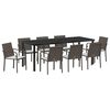 vidaXL Set da Pranzo per Giardino 9 pcs Marrone Poly Rattan