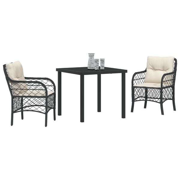 vidaXL Set da Pranzo per Giardino con cuscino 5 pcs Nero polyrattan