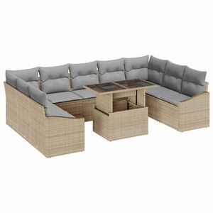 vidaXL Set di divani 10 pz Beige e Grigio Chiaro polyrattan