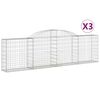 vidaXL Cesti Gabbioni ad Arco 3 pz 300x30x80/100 cm Ferro Zincato