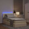vidaXL Letto con contenitore e LED con led Crema 90 x 200 cm Tessuto
