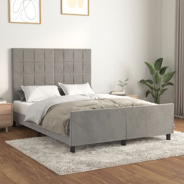 vidaXL Giroletto senza Materasso Grigio Chiaro 140x190 cm Velluto