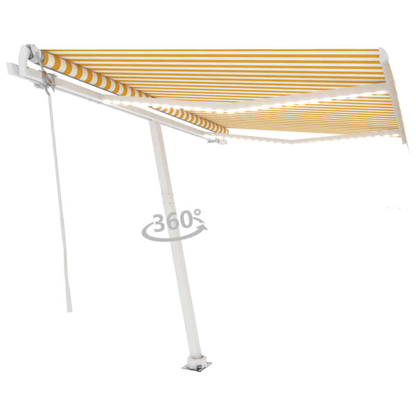 vidaXL Tenda Automatica con Sensore Vento LED 300x250 cm Gialla Bianca
