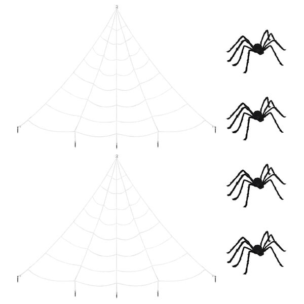 vidaXL Decorazione di Halloween con ragni e ragnatele 4 pcs Poliestere