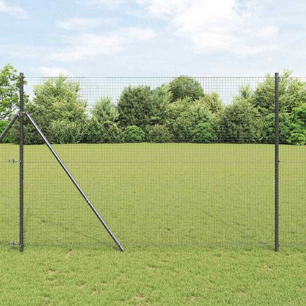 vidaXL Recinzione con pali. Grigio 1.6 x 25 m Acciaio
