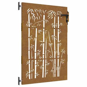 vidaXL Cancello da giardino 85x150 cm in acciaio Corten e bamb&ugrave;