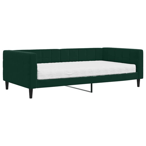 vidaXL Divano Letto con Materasso Verde Scuro 100x200 cm in Velluto