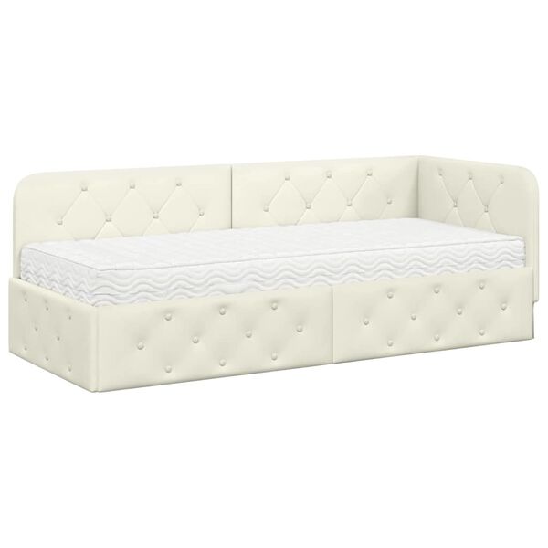 vidaXL Cornice del letto ad angolo Crema 80 x 200 cm Velluto