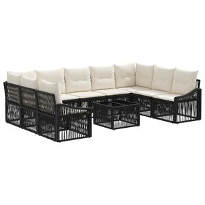 vidaXL Set Divano da Giardino 10 pz Nero polyrattan