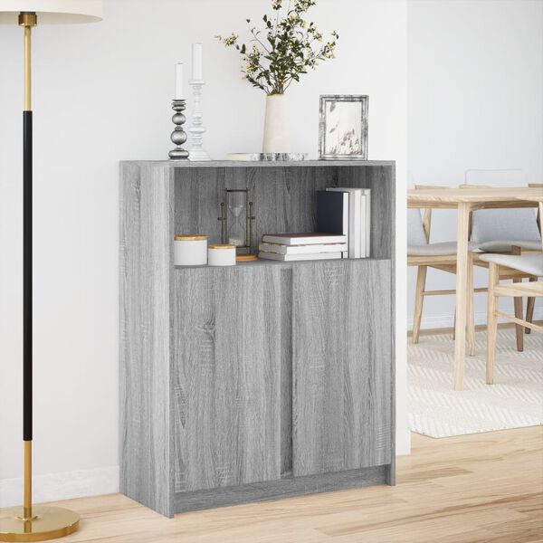 vidaXL Credenza con LED Grigio Sonoma 77x34x100cm in Legno Multistrato