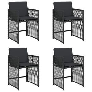 vidaXL Sedie da Giardino con Cuscini 4 pz Nere in Polyrattan