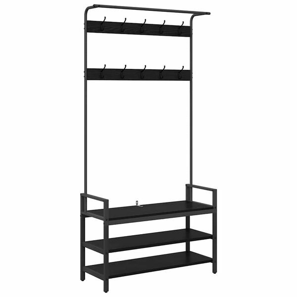 vidaXL Appendiabiti Rovere Nero 95 x 34 x 184 cm Legno multistrato