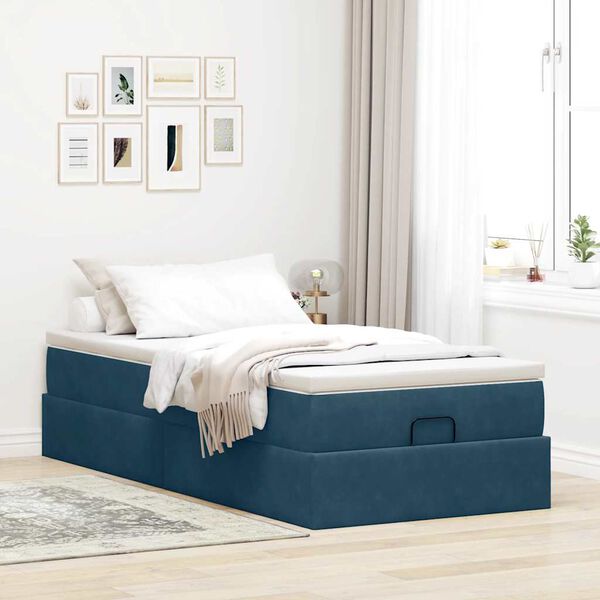 vidaXL Struttura Letto Pouf con Materasso 80x200 cm Velluto