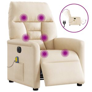 vidaXL Poltrona Reclinabile Massaggiante Elettrica Beige Microfibra