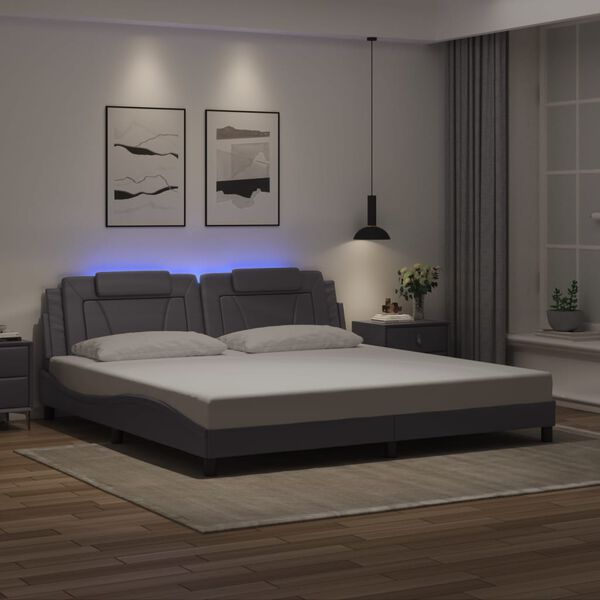 vidaXL Giroletto Viana con LED senza Materasso Grigio 200x200 cm