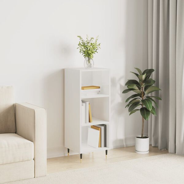 vidaXL Credenza Bianco Lucido 34,5x32,5x90 cm in Legno Multistrato