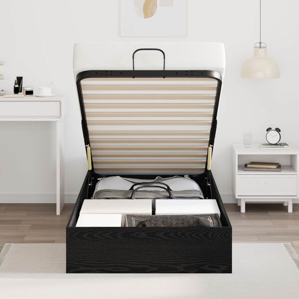 vidaXL Letto ottomano con archiviazione Rovere Nero 203 x 90 x 25 cm