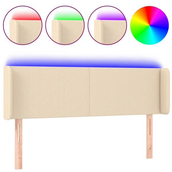 vidaXL Testiera a LED Crema 147x16x78/88 cm in Tessuto