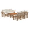 vidaXL Set Divano da Giardino 7 pz Naturale e Bianco Crema polyrattan