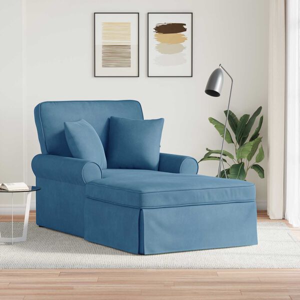 vidaXL Chaise Longe con Gonna Blu 91 x 157 x 91 cm Tessuto a Costine
