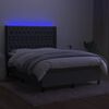 vidaXL Letto a Molle Materasso e LED Grigio Scuro 140x190cm in Tessuto
