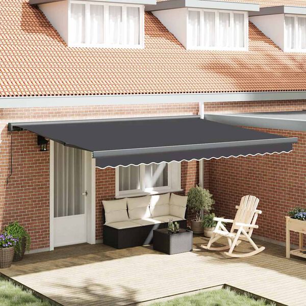 vidaXL Tenda da Sole Retrattile Antracite 4x3 m in Tessuto e Alluminio