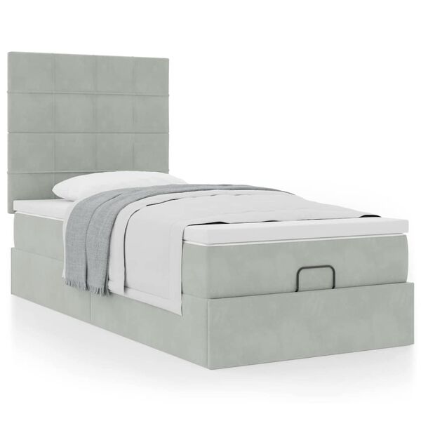 vidaXL Struttura Letto Pouf con Materassi 90x200 cm in Velluto