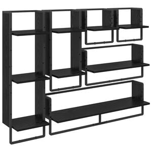 vidaXL Set mensole da parete 6 pz Rovere Nero 100 x 25 x 30 cm
