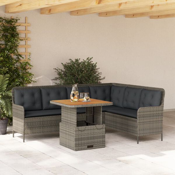 vidaXL Set Divano da Giardino 2 pz con Cuscini Grigio in Polyrattan