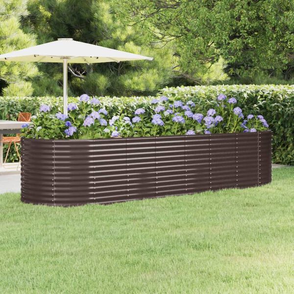 vidaXL Letto Giardino Acciaio Zincato 322x100x68 cm Marone