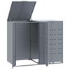 vidaXL Copribidone con Ruote per 2 Bidoni Grigio 138x79x117cm Acciaio