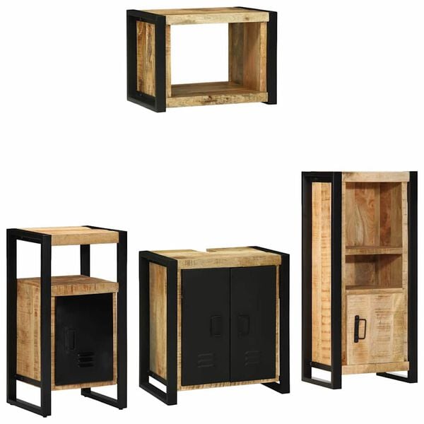 vidaXL Set di mobili per il bagno 4 pcs Legno di mango massello