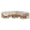 vidaXL Set Divano da Giardino 12 pz Naturale e Bianco Crema polyrattan