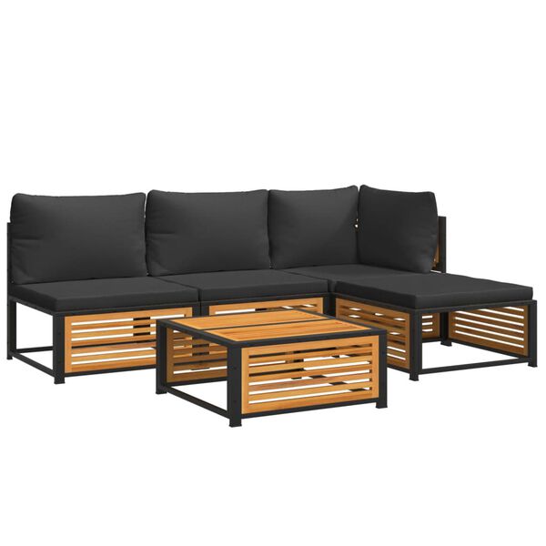 vidaXL Set Divano da Giardino 5 pz con Cuscini Legno Massello Acacia