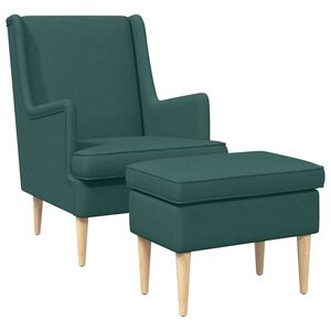 vidaXL Poltrona con Ottomano 2 pz Verde Scuro Tessuto