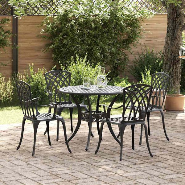 vidaXL Set da Pranzo per Giardino 5 pcs Nero Alluminio