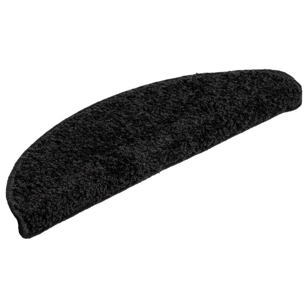 vidaXL Tappetini per scale 15 pz 56x17x3 cm Nero Semicircolari