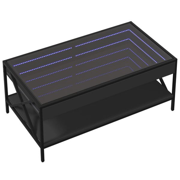 vidaXL Tavolino da Salotto con LED Infinity Nero 90x50x38 cm
