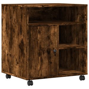 vidaXL Supporto per Stampante con Ruote Rovere Fumo 60x50x67 cm