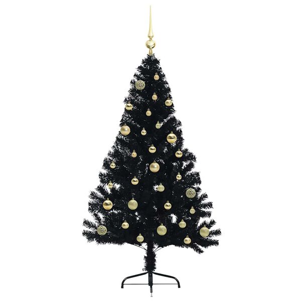 vidaXL Albero di Natale artificiale con luci integrate Nero 150 cm PVC