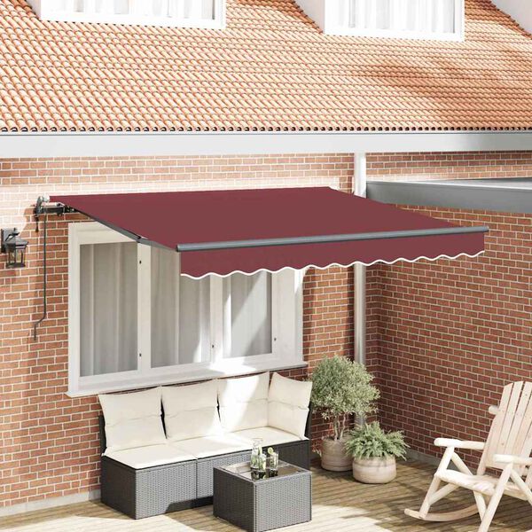 vidaXL Tenda Retrattile Borgogna 350 x 200 cm Poliestere e Alluminio