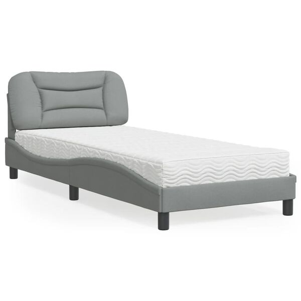 vidaXL Letto con Materasso Hvar Grigio Chiaro 90x190 cm in Tessuto