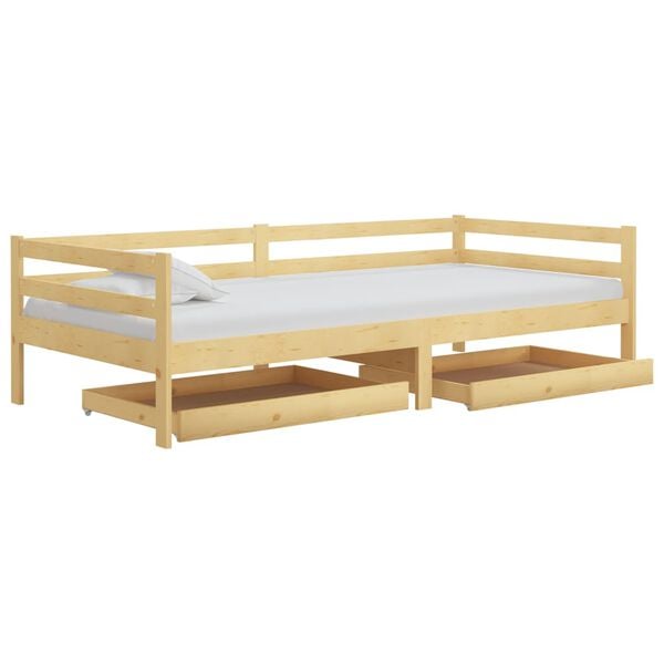 vidaXL Divano Letto con Cassetti 90x200 cm Legno Massello di Pino