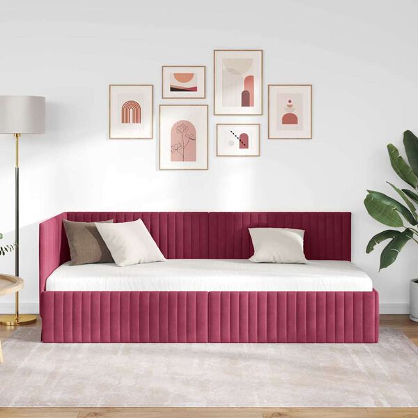 vidaXL Cornice del letto ad angolo Rosso Vino 80 cm x 200 cm Velluto