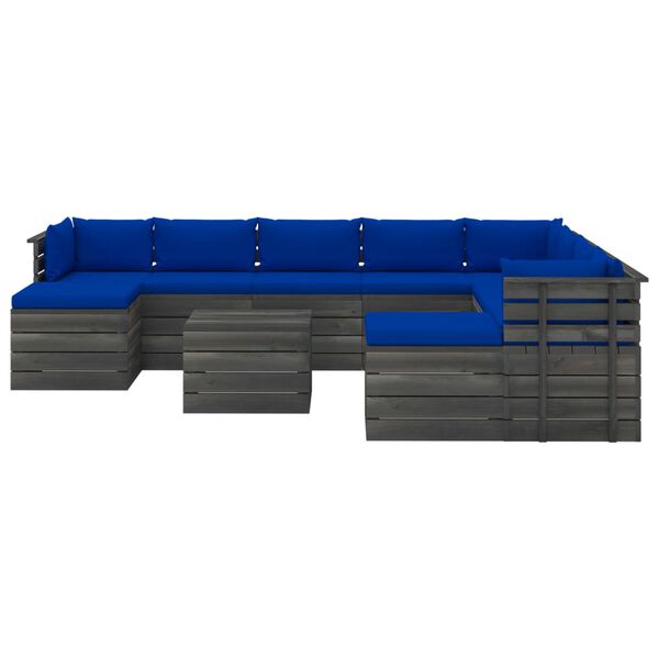 vidaXL Set Divani da Giardino Pallet 11 pz con Cuscini Massello Pino