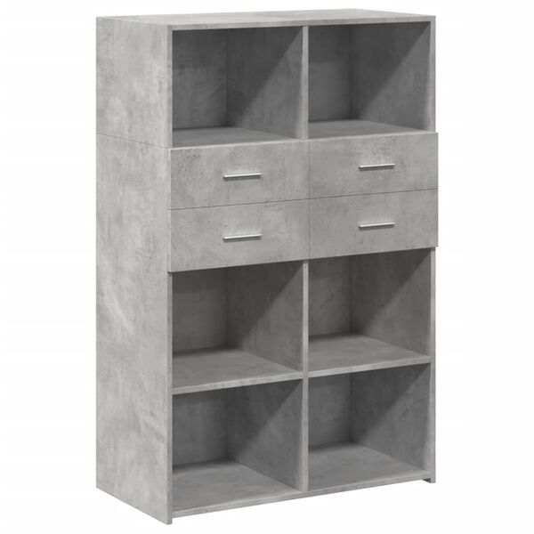 vidaXL Credenza Grigio Cemento 80x42,5x124 cm in Legno Multistrato