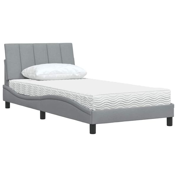 vidaXL Letto con Materasso Hanko Grigio Chiaro 100x200 cm in Tessuto