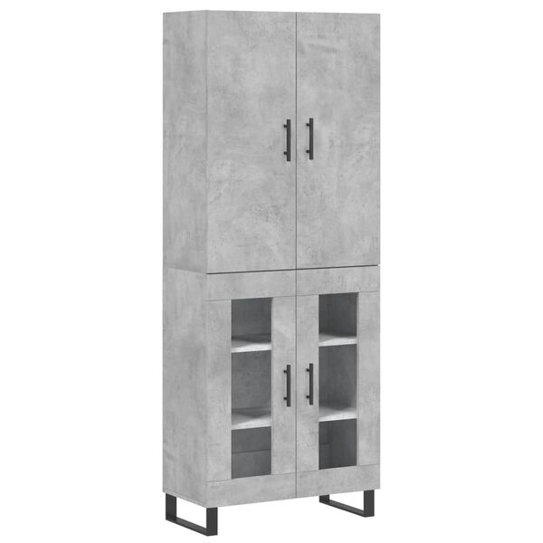 vidaXL Credenza Grigio Cemento 69,5x34x180 cm in Legno Multistrato